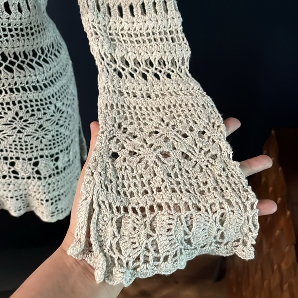 Context Crochet linen knit tunic top swim coverup boat neck boho sz XS - Picture 2 of 6